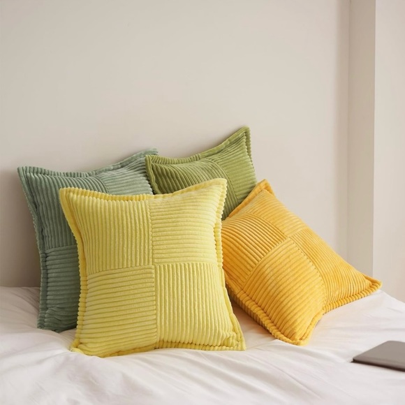New West Elm (Set 4) Boho Velvet Corduroy Throw Pillow Cover Case Sham 18" x 18" - Picture 2 of 11